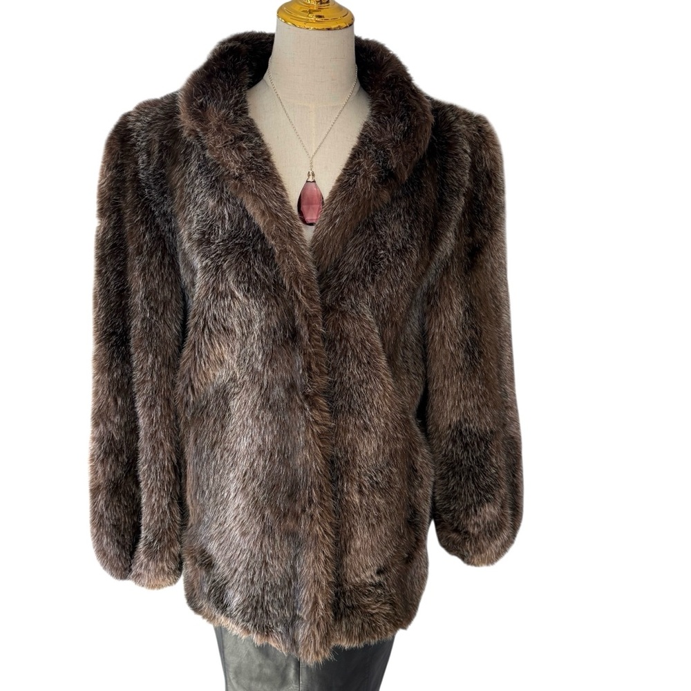 Vintage Faux Fur Coat Hillmoor New York Brown 60s 70s Glam Mod Luxury USA